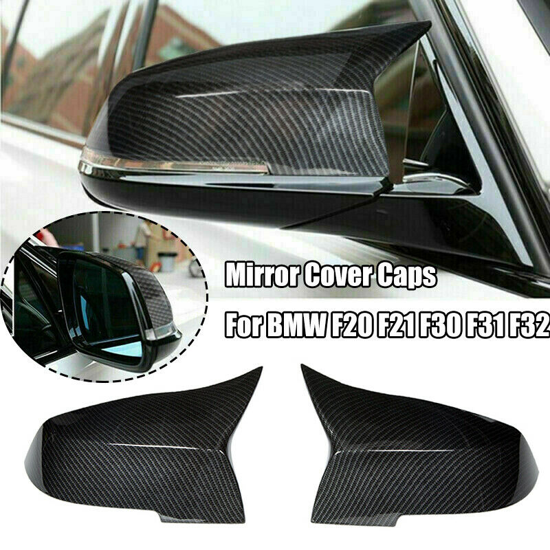 Pair Carbon Fiber Style Mirror Cover Housing Fit BMW 3-Series F34 F31 Replace