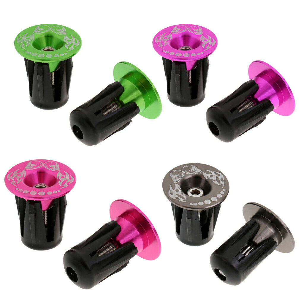 4 Pairs Bicycle Handlebar End Plugs, Alloy Bike Bar Grip End Caps Stoppers for