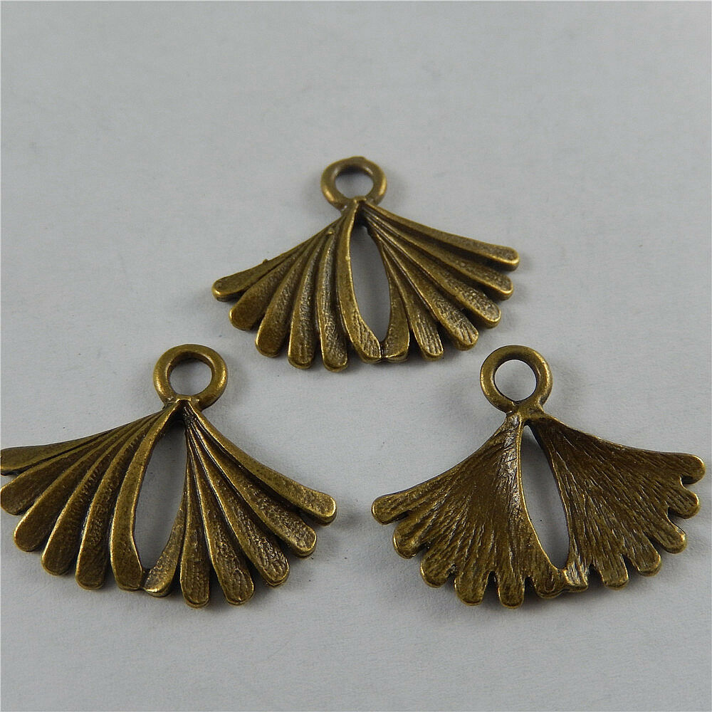 20 pcs Antiqued Bronze Folding Fan Alloy Charm Handmade Jewelry Craft 27*22*2mm