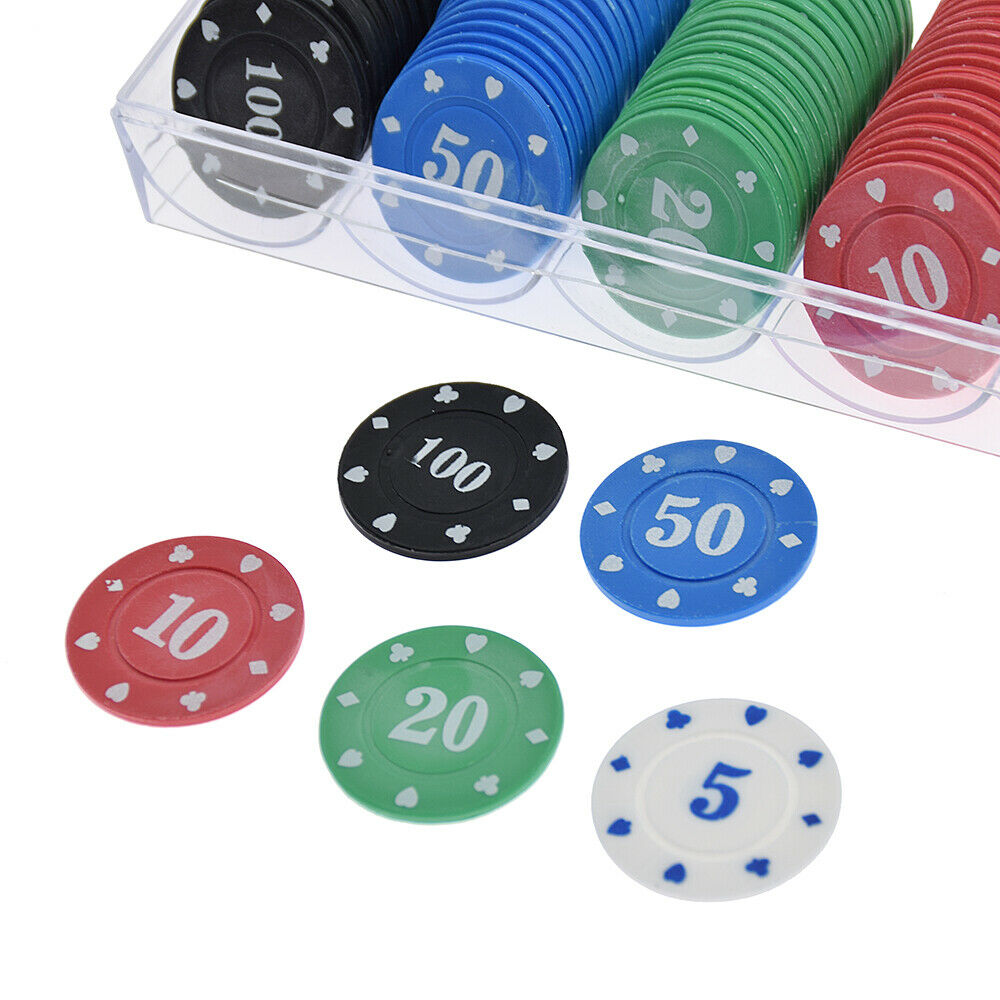 100Pcs Poker Chips Monte Carlo 4 Gram Choice of 5 Denominations Game Baccarat