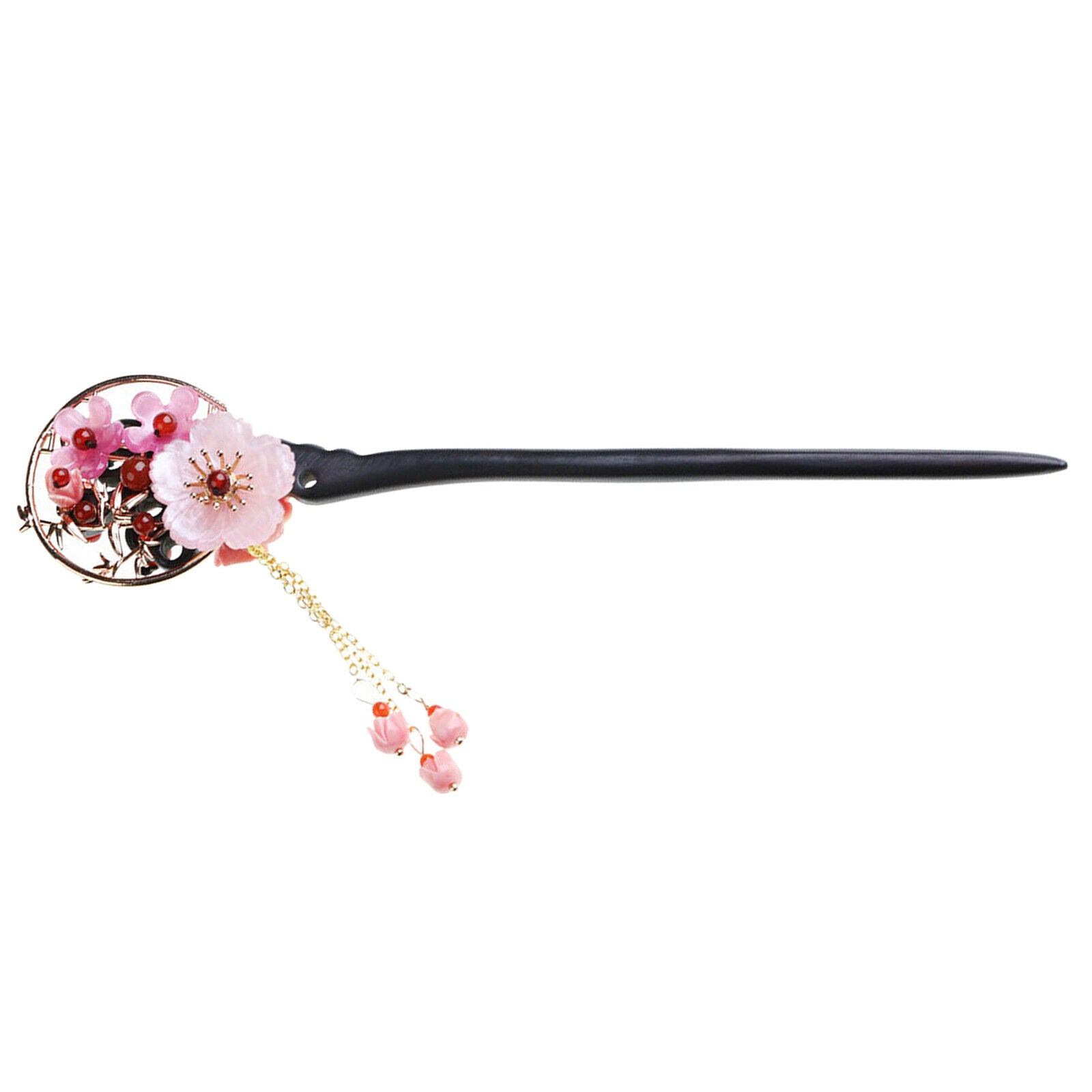 Chinese Style Hair Sticks Wooden Flower Tassel Gifts for Female Girls Bride