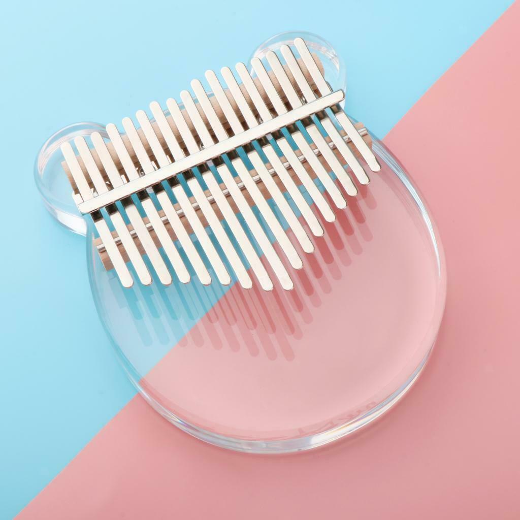 17 Key Clear Finger Kalimba Thumb Piano + Case and Tune Hammer for Kids