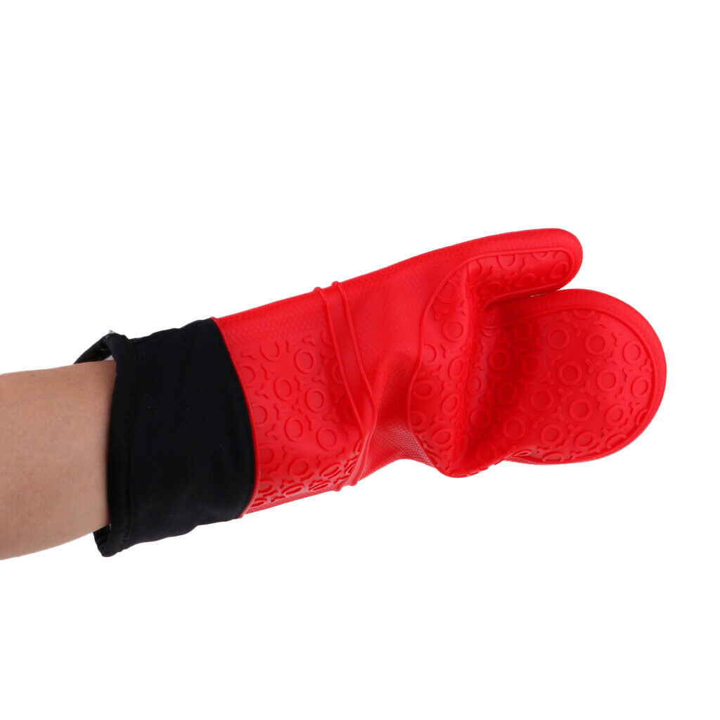 2pcs Heat Resistant Silicone Oven Glove Pot Holder Grip Pinch Mitts Red