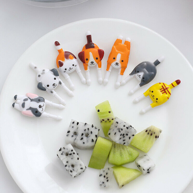 7Pcs/set  Cute Mini Animal Cartoon Food Picks Children Snack Food Fruit F.l8