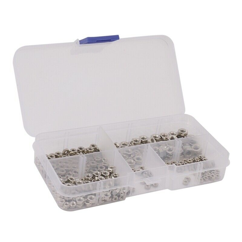 250 Pcs/Set M1.6 M2 M2.5 M3 M4 Carbon Steel Hex Nut Assortment Kit Hexagon NutJ9