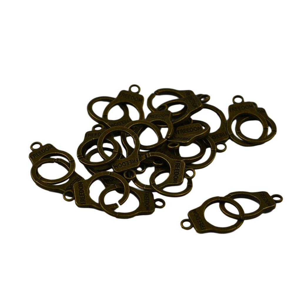 12x Bronze Punk  Handcuff Keyring Clasp Keychain Freedom Charm Pendants
