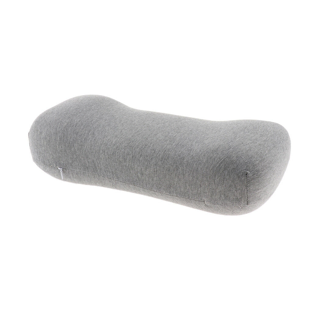 Portable Memory Foam Lumbar Pillow Neck Back Support Cushion for Home Gray
