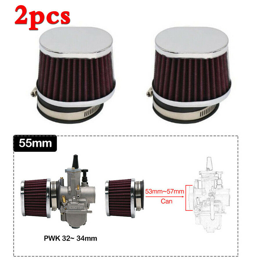 2x 55mm Motorcycle ATV Scooter Air Filter Air Pods Cleaner Red  High performance