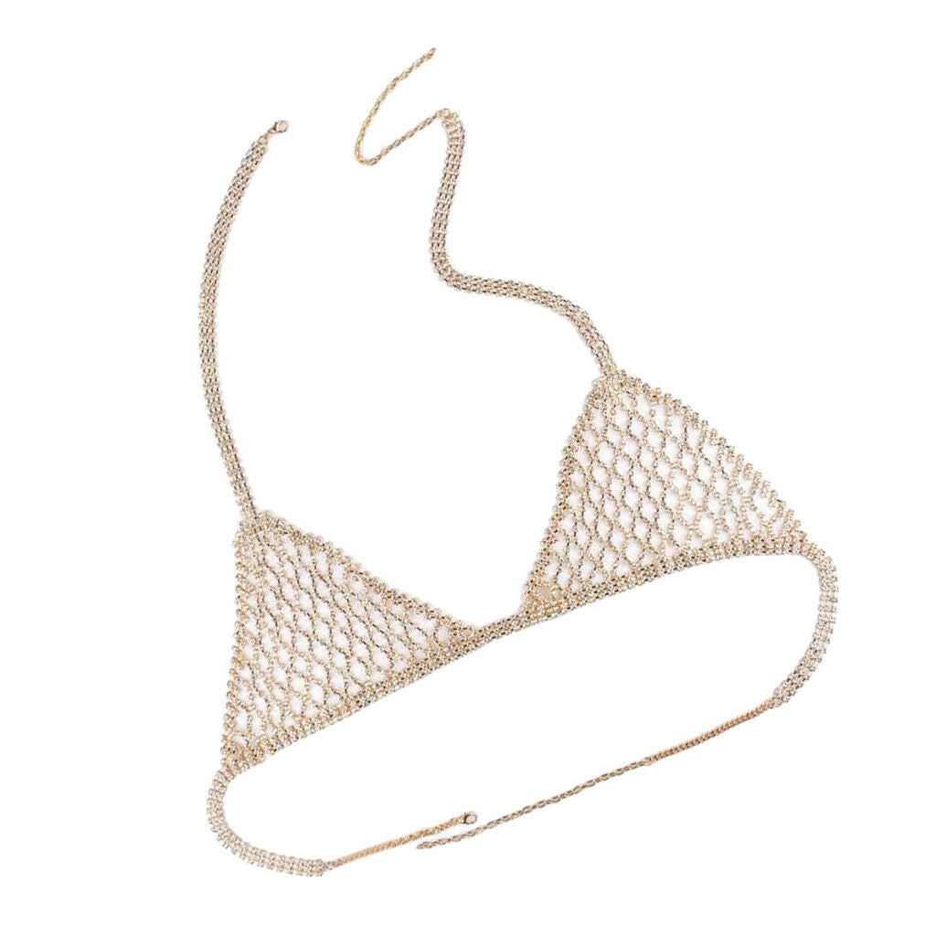 Crystal Beach Body Chain Bra Chain Bikini Harness Rhinestone for Club Party