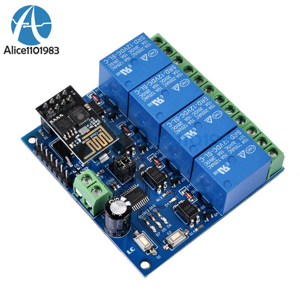 ESP8266 ESP-01 DC 12V 4 Channel WiFi Relay Module For IOT Phone APP Controller