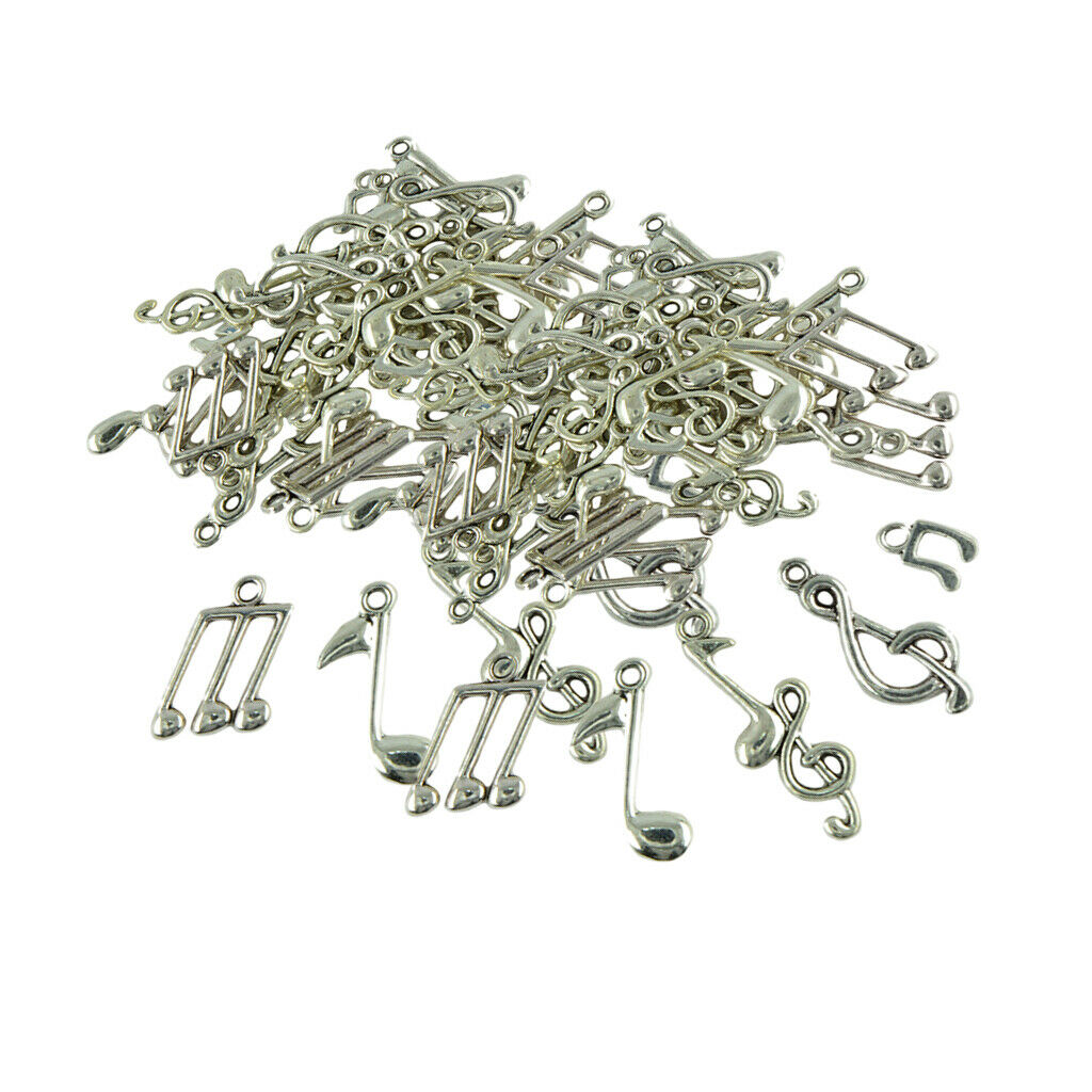 80pcs Charms Music Note Symbol Pendants for Necklace Bracelet Jewelry Crafts