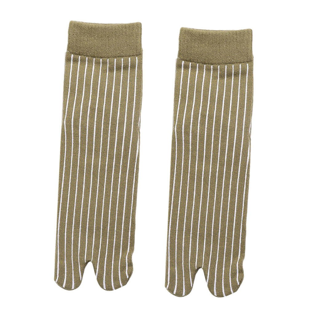5 Pairs Stretchy Pure Cotton Ankle 2 Toe Socks Stripes Tabi Socks Breathable