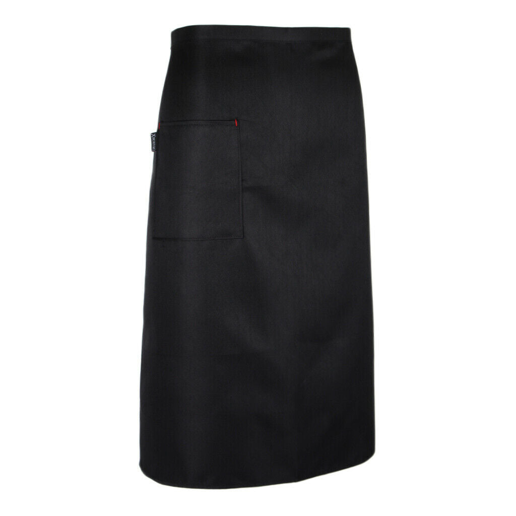 2x Long Apron Chef Baker Knee Length Hotel Catering Apron Men Women Black