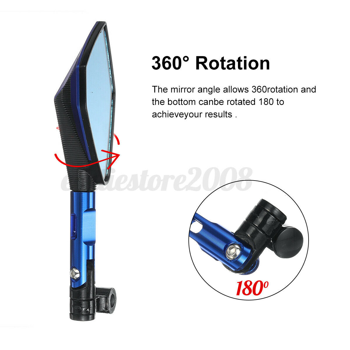 2x 8mm 10mm CNC Motorcycle Rearview Mirror Short Rod Accessories Re â—