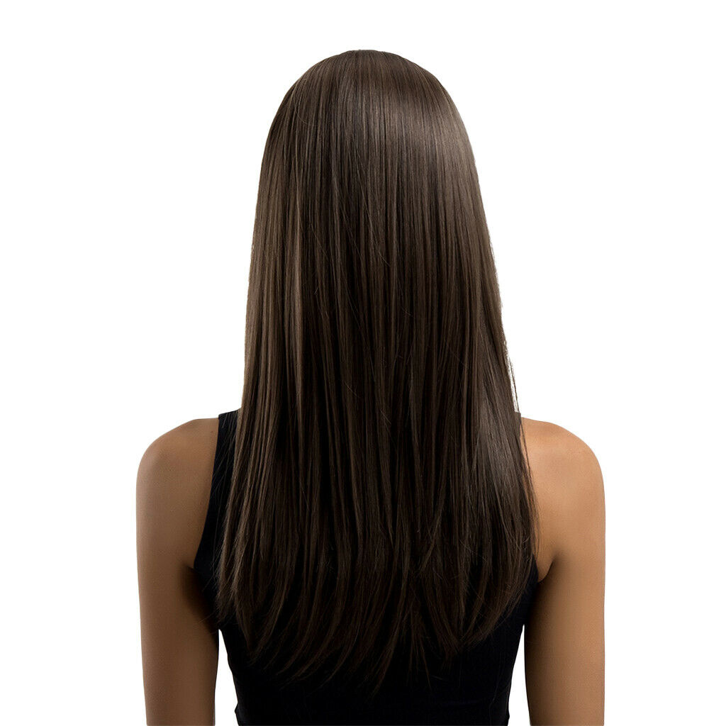 Women Long Straight Middle Part Wig Natural Synthetic Hair Heat Resistant