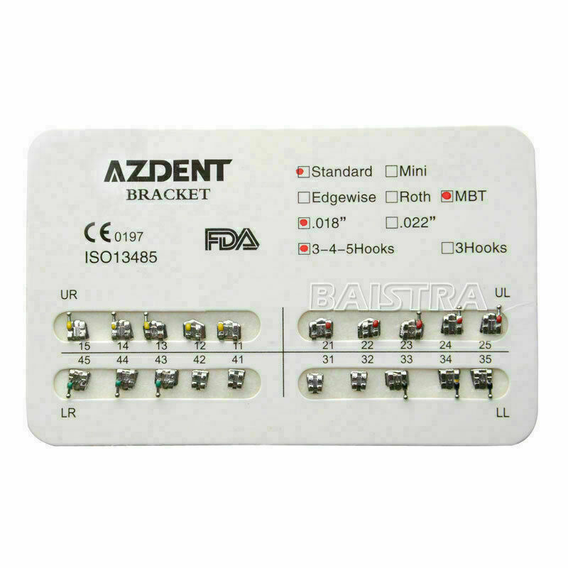 40 Packs Dental Bracket Braces Orthodontic Standard MBT 018 Hook 3-4-5 AZDENT