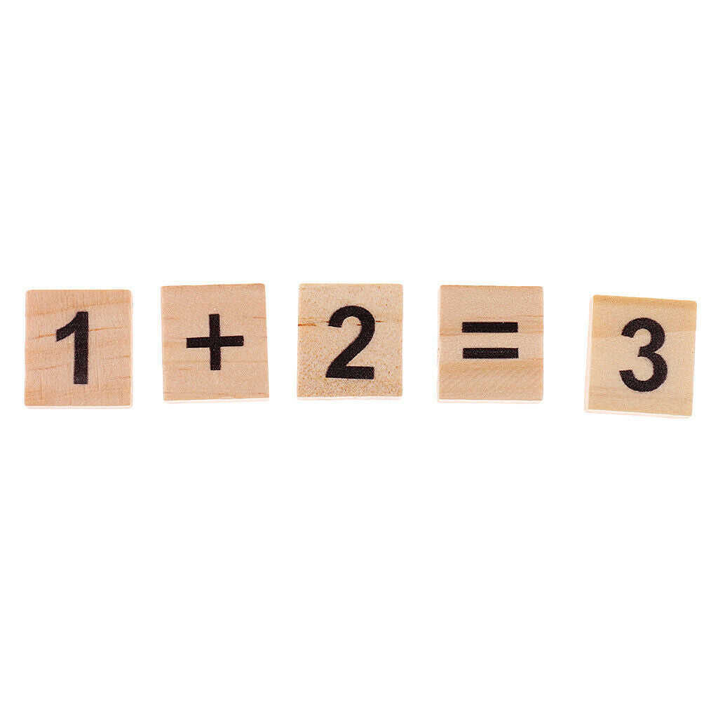 100 pieces wooden puzzles numbers tiles black letters cube blocks