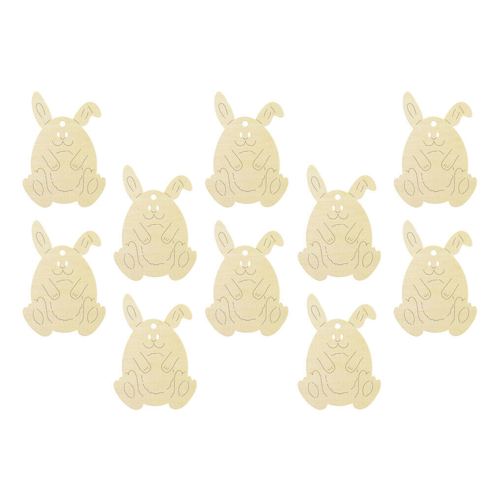 10 Pieces Wooden Easter Naughty Bunny Wood Cut Craft DIY Easter Decoration