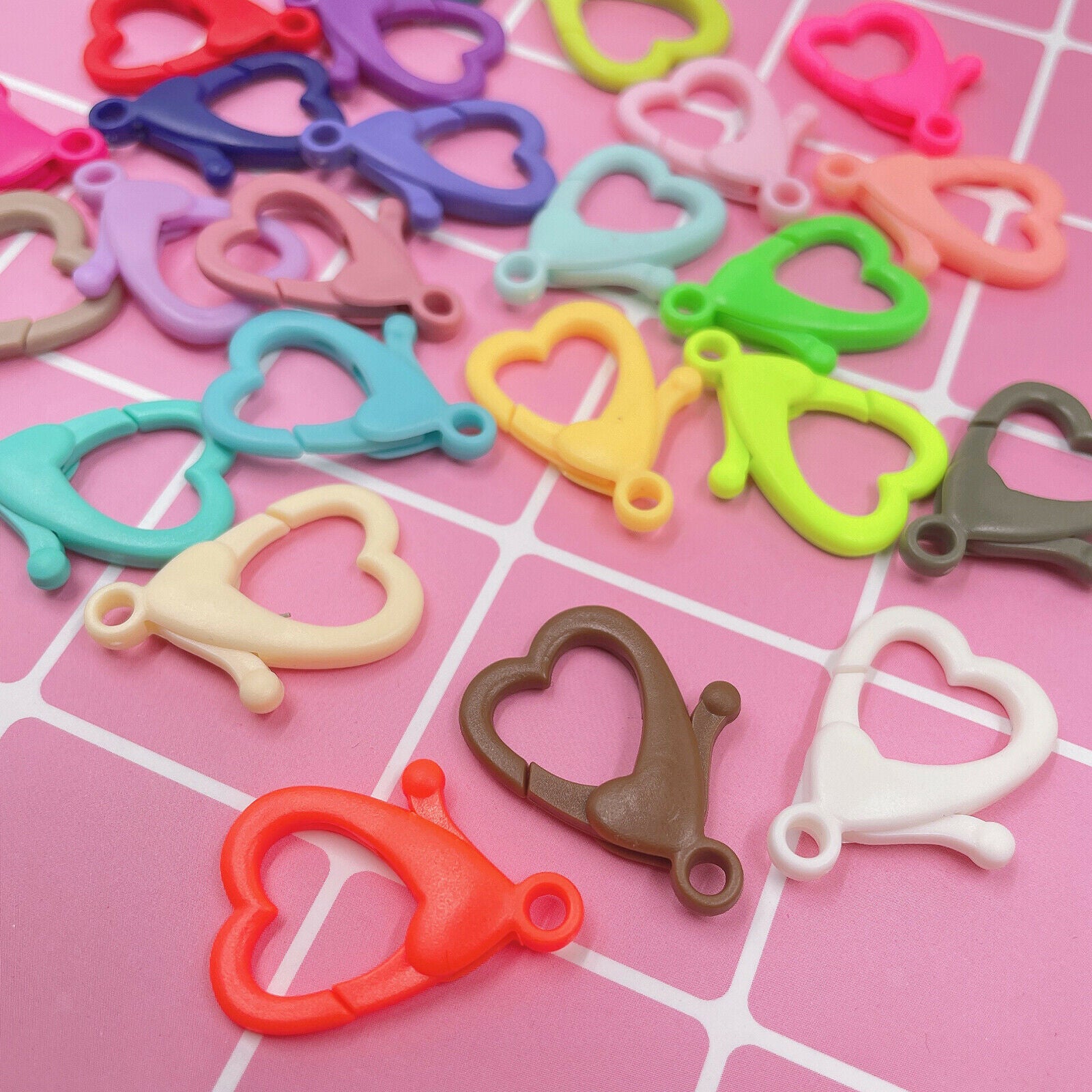 100 Pieces Heart-shaped Lobster Clasps Lanyard Snap Hooks for Jewelry Making