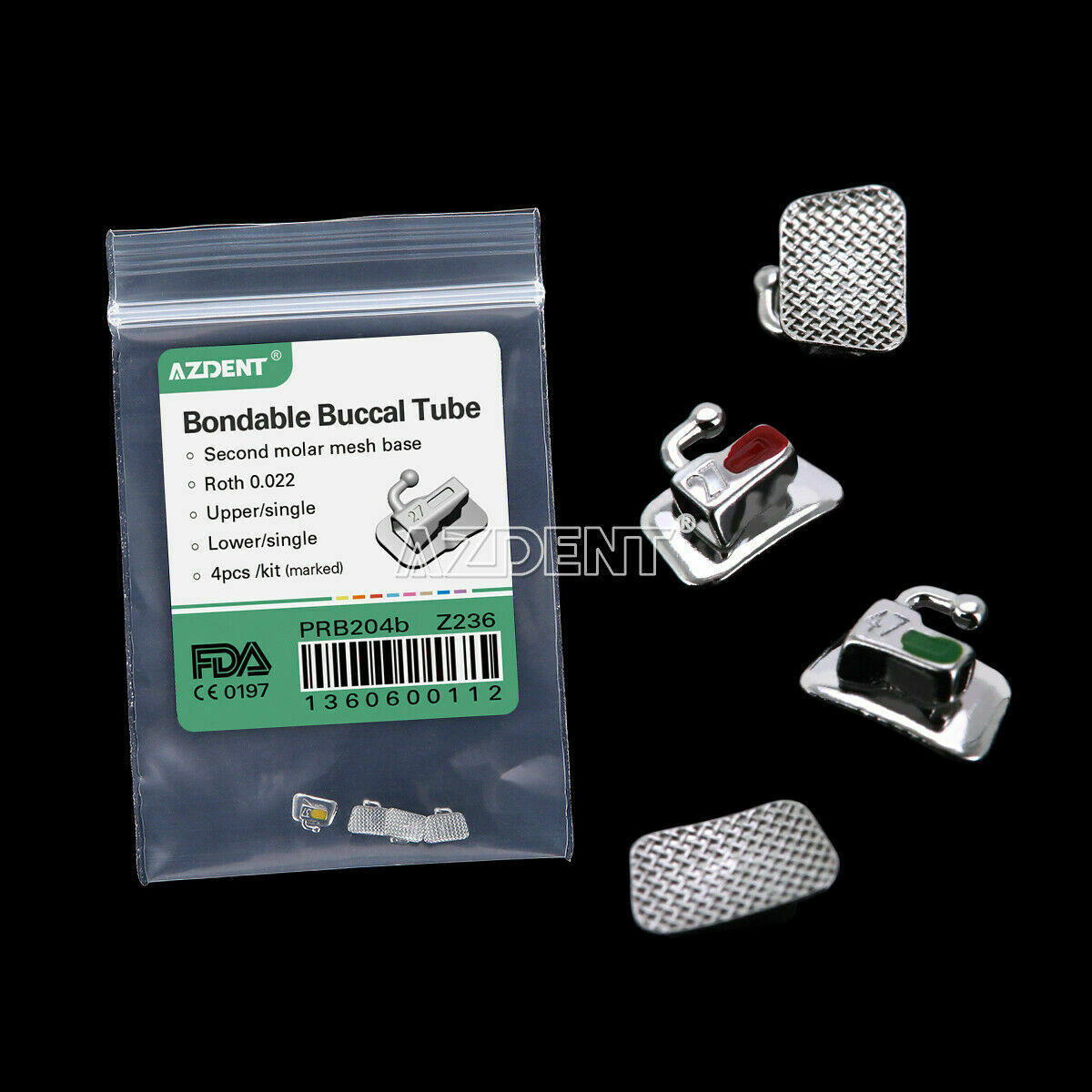 100 Bags Dental Bondable Buccal Tube Non-Convertible Roth 022 For2nd Molar CA