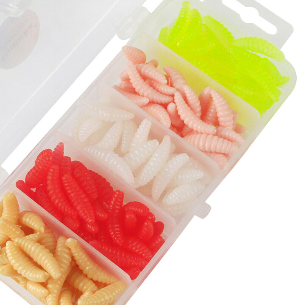 150pcs/box Fishing Lure Maggots Grub Soft Lure Baits Worms Artificial Baits
