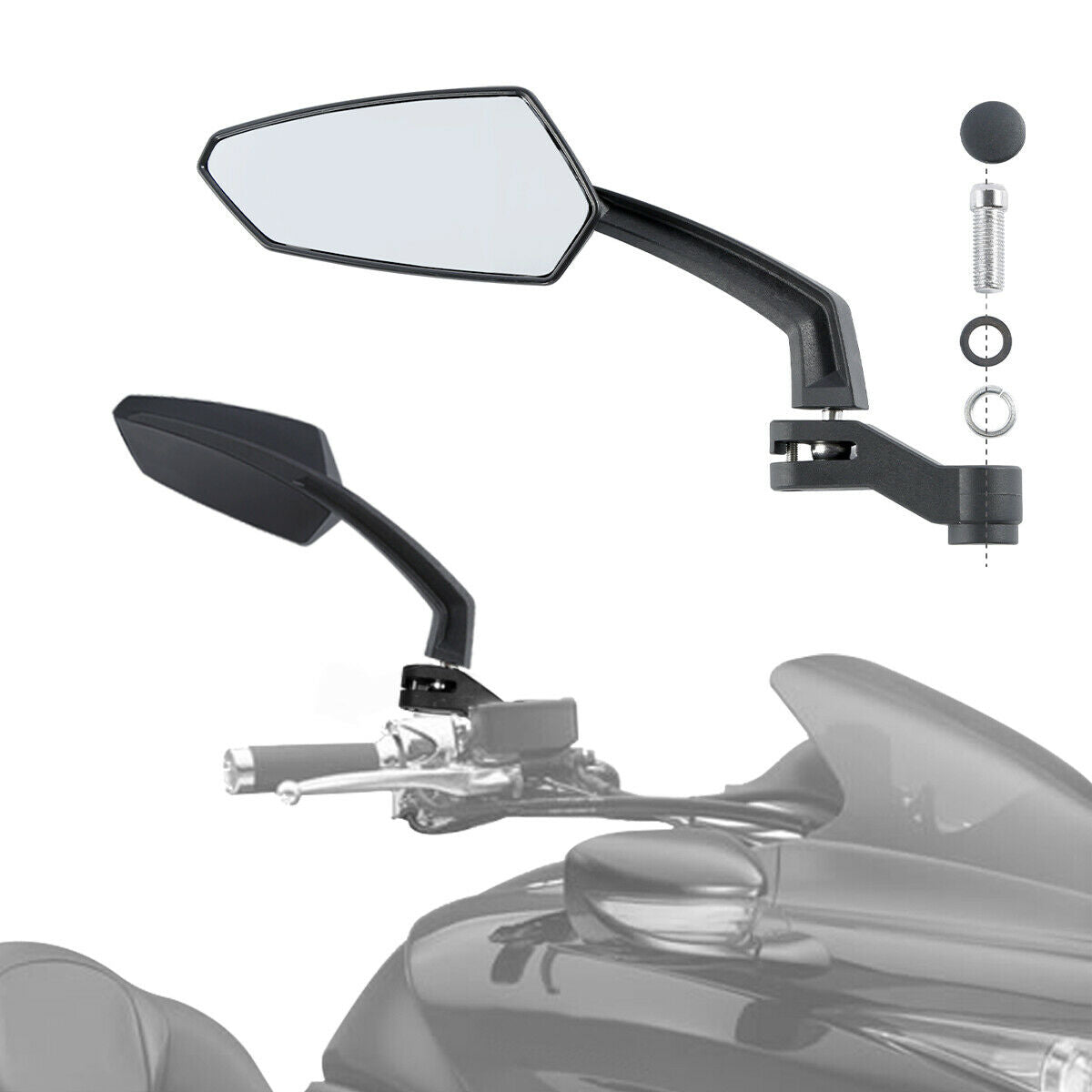 10mm 8mm Rearview Mirror Fit For Cruiser Choppers Dirt Bike Scooter Touring