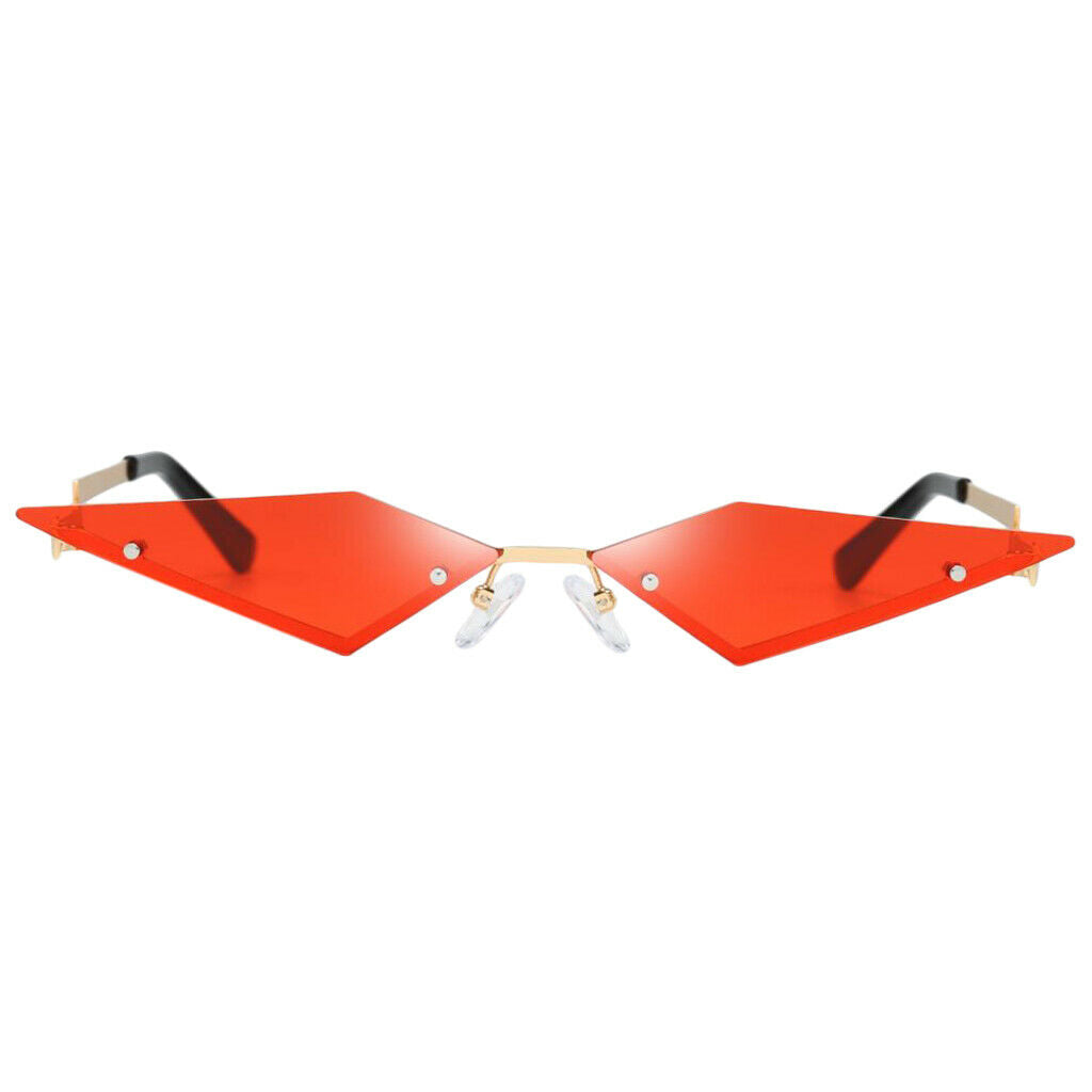 6 Pcs Punk Rock Cat Eye Sunglasses Rimless Frame Sun Glasses Club Eyewear