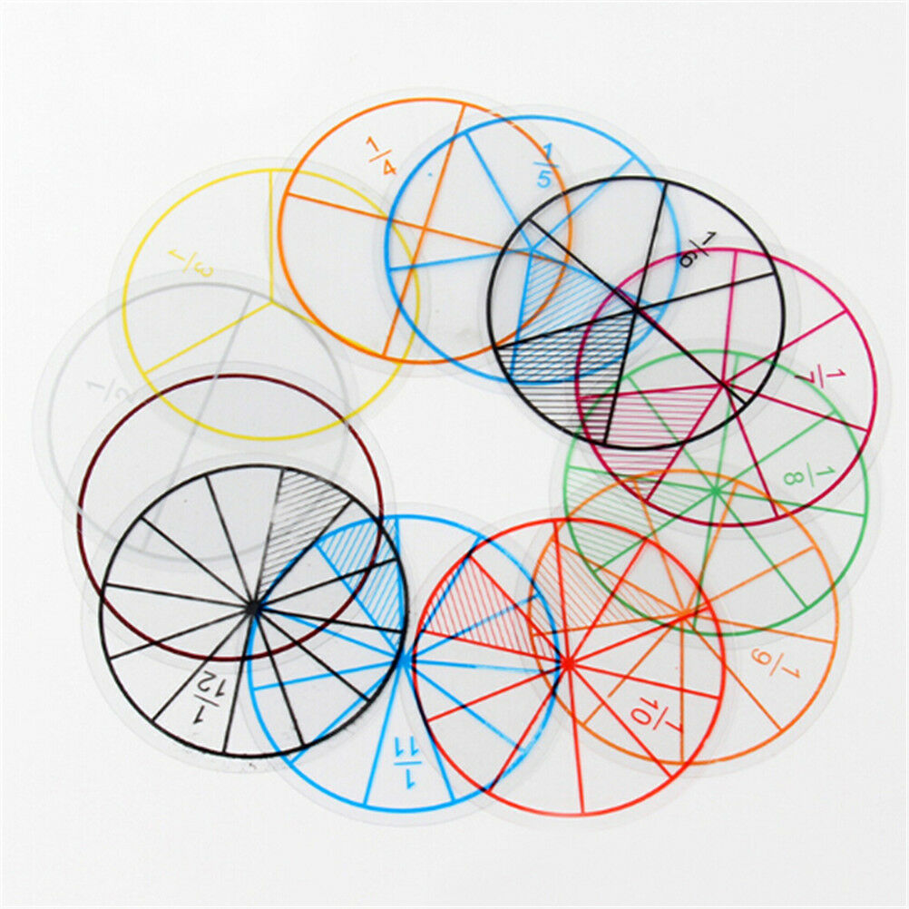 12pc Math Fraction Circles for Children Kids Student School Educational T Gt XC