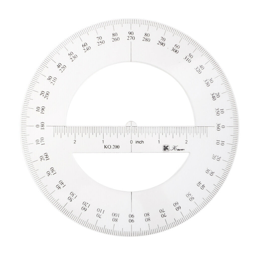 Protractor 360 Degree Acrylic Stationery Drawing Rule Circular Trigonometry 360