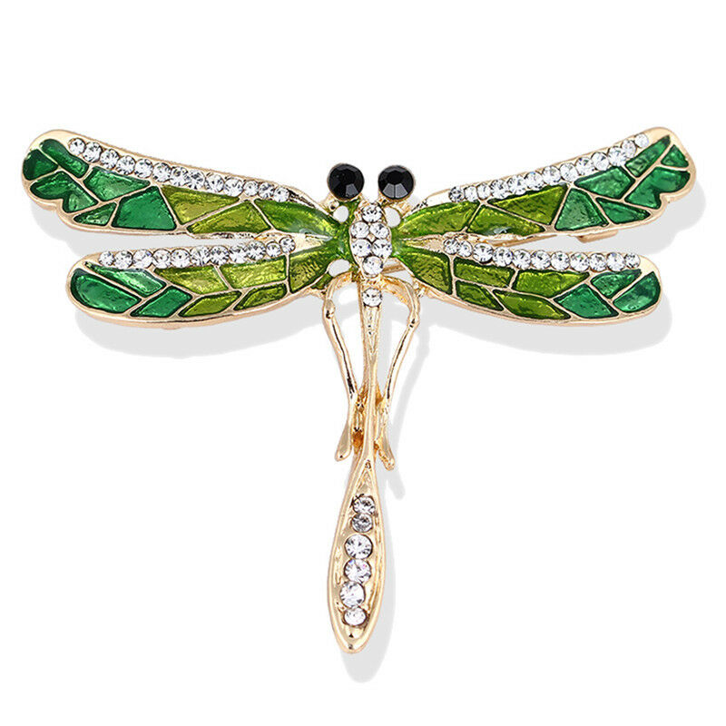 Enamel Dragonfly Brooch Crystal Collar Bridal Brooch Pin Women Jewelry GiftN Qx
