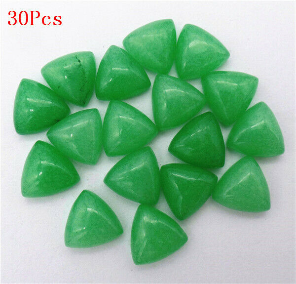 30Pcs 10x6mm Green Malay Jade Triangle Cab Cabochon DIY Jewelry Making HH7298