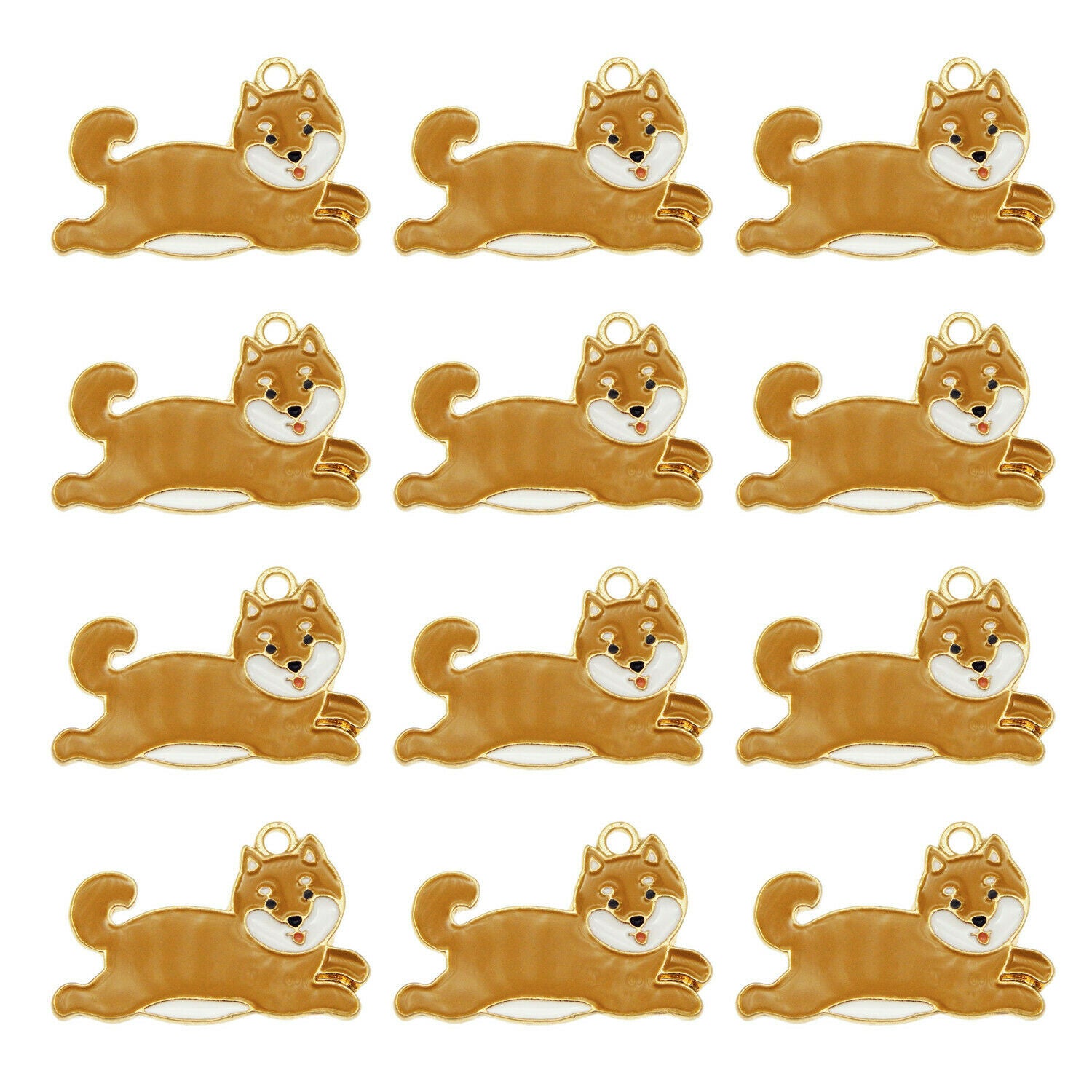 12PCS Colorful Enamel Pet Shiba Inu Dog Puppy Pendant Charms DIY Making Findings