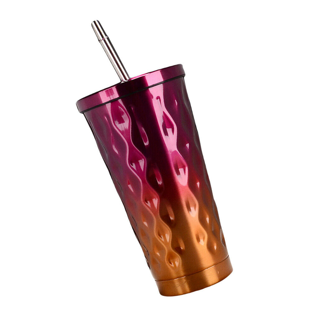 Stainless Steel Insulated Coffee Tumbler Cup Mug with Lid and Straw Purple