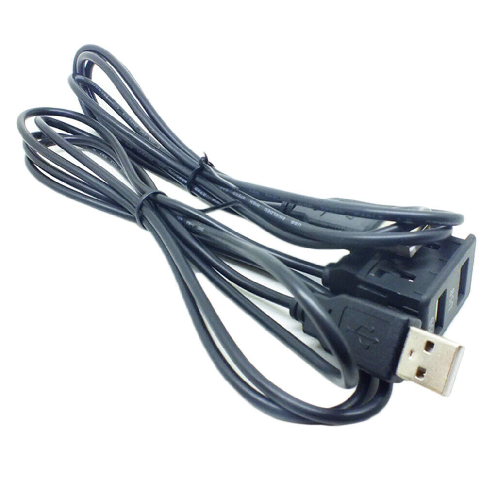 1.5M Car Vehicle Universal Dual USB Audio Dashboard Mounted Extension Cable