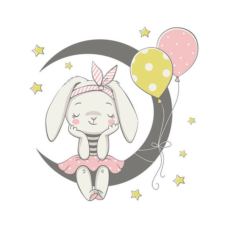 Cartoon Moon rabbit Wall Stickers kids girls room Home Decor mural art decor Fx