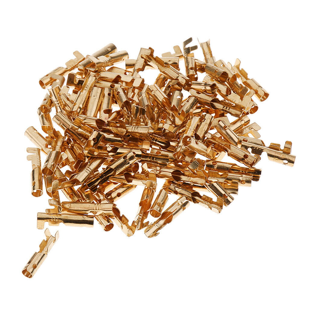 100 Pieces Brass Terminal Cable Locking Female Spade Connector DJ221-3.5A