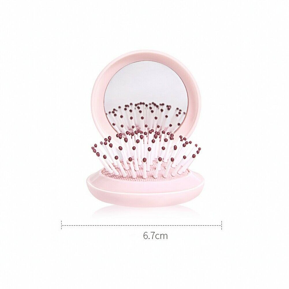 1Pcs Portable Round Mirror Hair Comb Hair Brush Pink Mini Airbag  Hair Brush