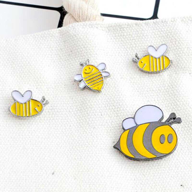 4Pcs Cartoon Enamel Little Bee Insect Lapel Collar Pin Corsage Brooch Jew.l8