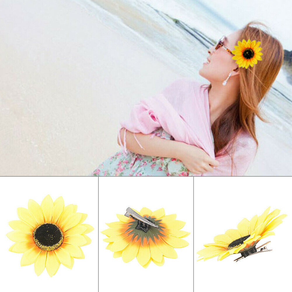 2PC Women Sunflower Flower Hair Clip Accessory Barrette For Wedding Party Cute