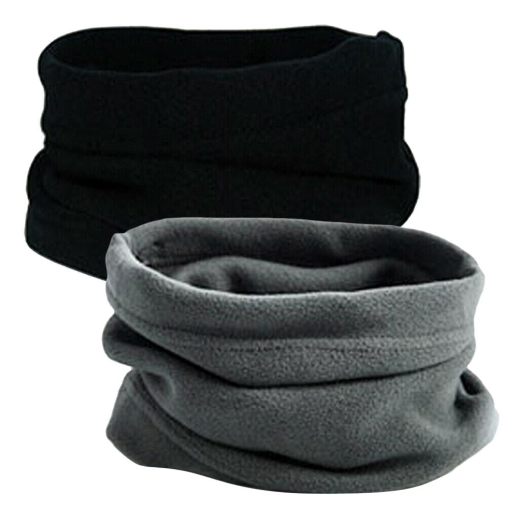 2Pieces Polar Fleece Neck Tube Windproof Motorbike Snood Thermal Circle Scarf