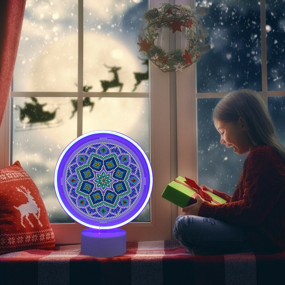 5D DIY Special Shape Diamond Painting Cross Stitch Mandala LED Night Light @