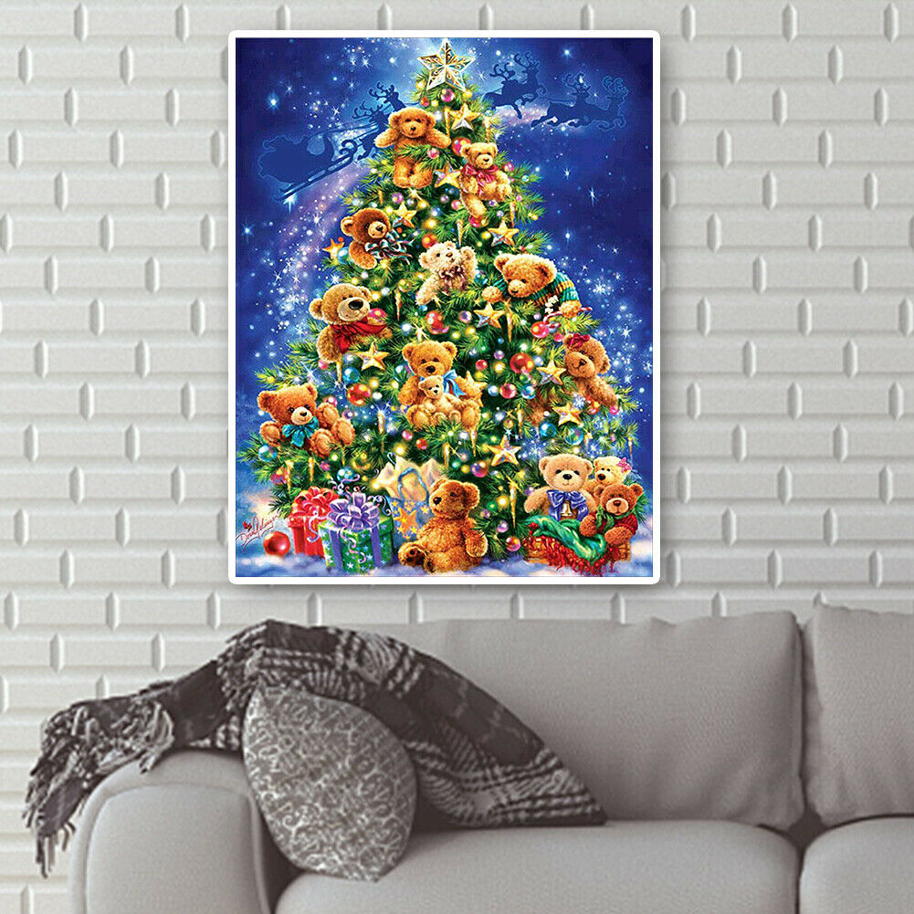 5D Full Drill Round Diamond Painting Christmas Tree Cross Stitch Home Decor @