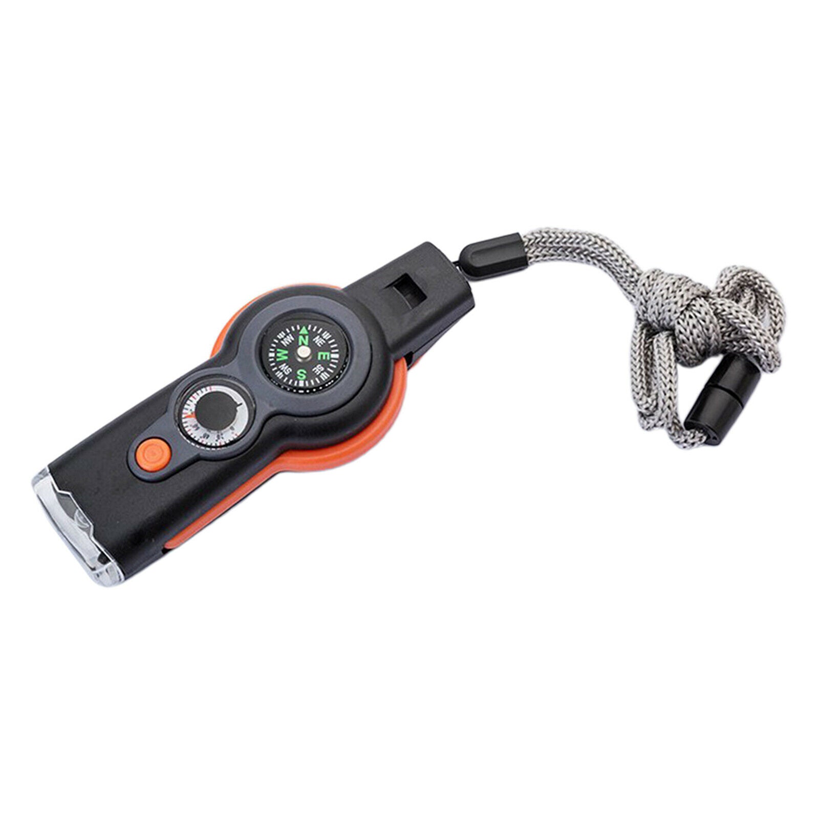Emergency Hiking Safety Whistle Magnifier Lens LED Signal Lights Keychain