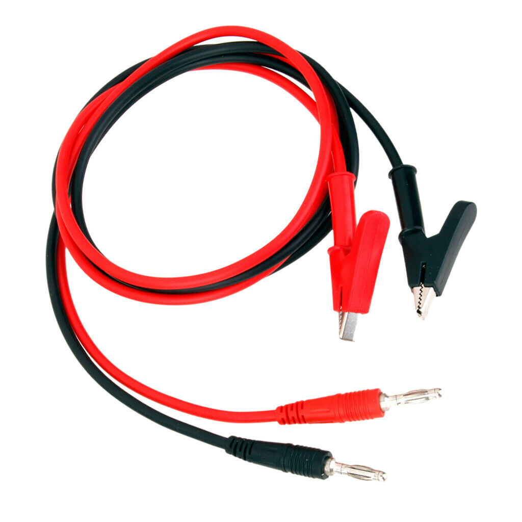 10Pcs Copper 4mm Banana Plug to Alligator Clip Test Cable Leads Red + Black
