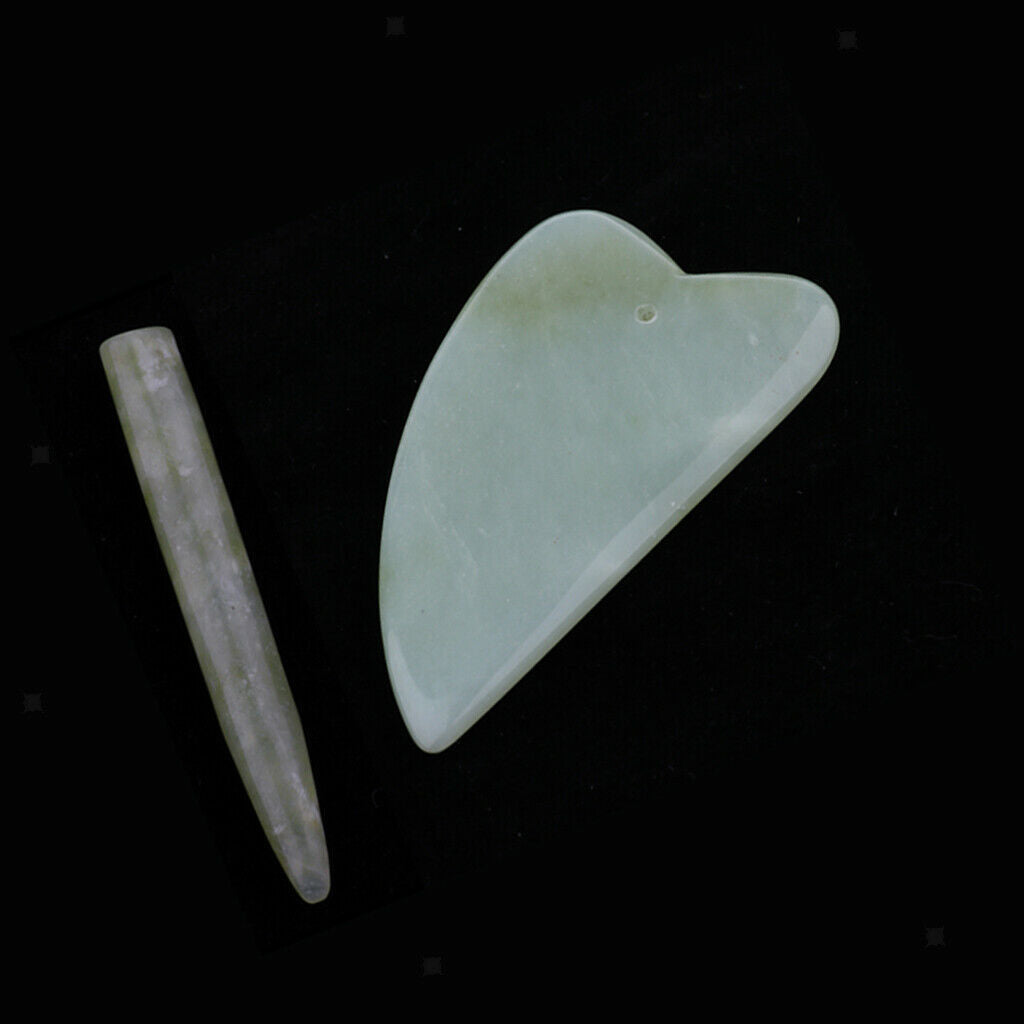 2PCS Natural Hsiuyen Jade GuaSha Scraping Massage Tools for SPA Acupuncture