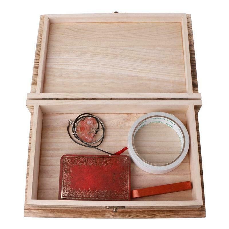 Wooden Hinged Lockable Box Jewellery Storage Case Crfats Sundries Organizer