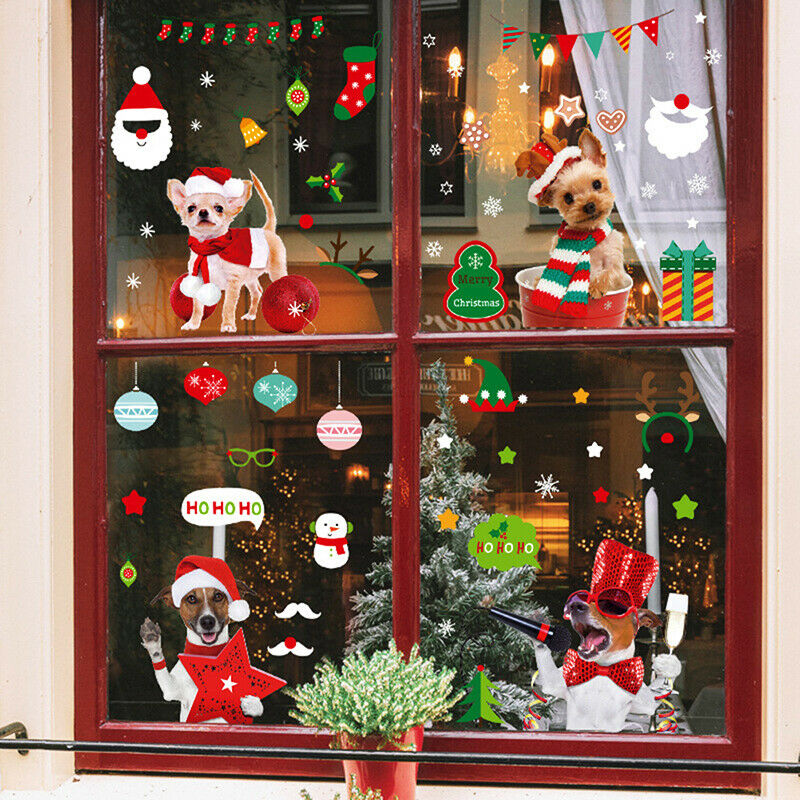 9pcs Christmas Decorations 20x30cm For Wall Glass Stickers New Year Home DecBDA
