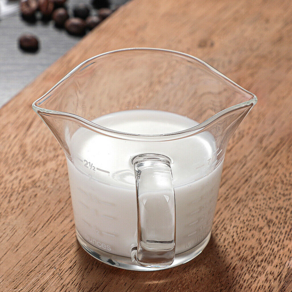 70ml Clear Glass Coffee Mugs Measuring Tea Cups for Hot Chocolate w/ Handle