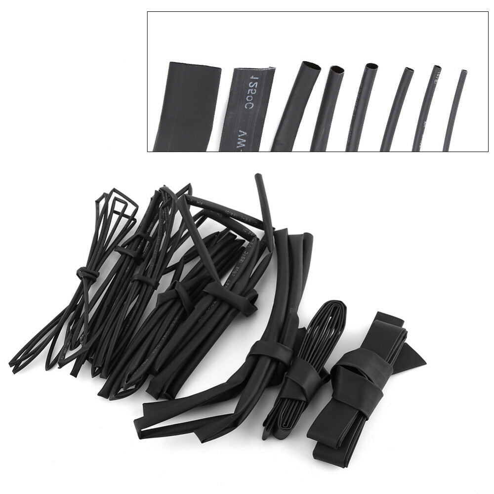1mm-10mm 8pcs Black Assortment Heat Shrink Tubing Kit Tube Sleeving Wrap Wire