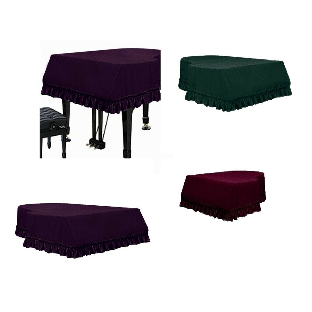 Full Grand Piano Velvet Cover Dust Guard Cloth with Macrame Decor Burgundy